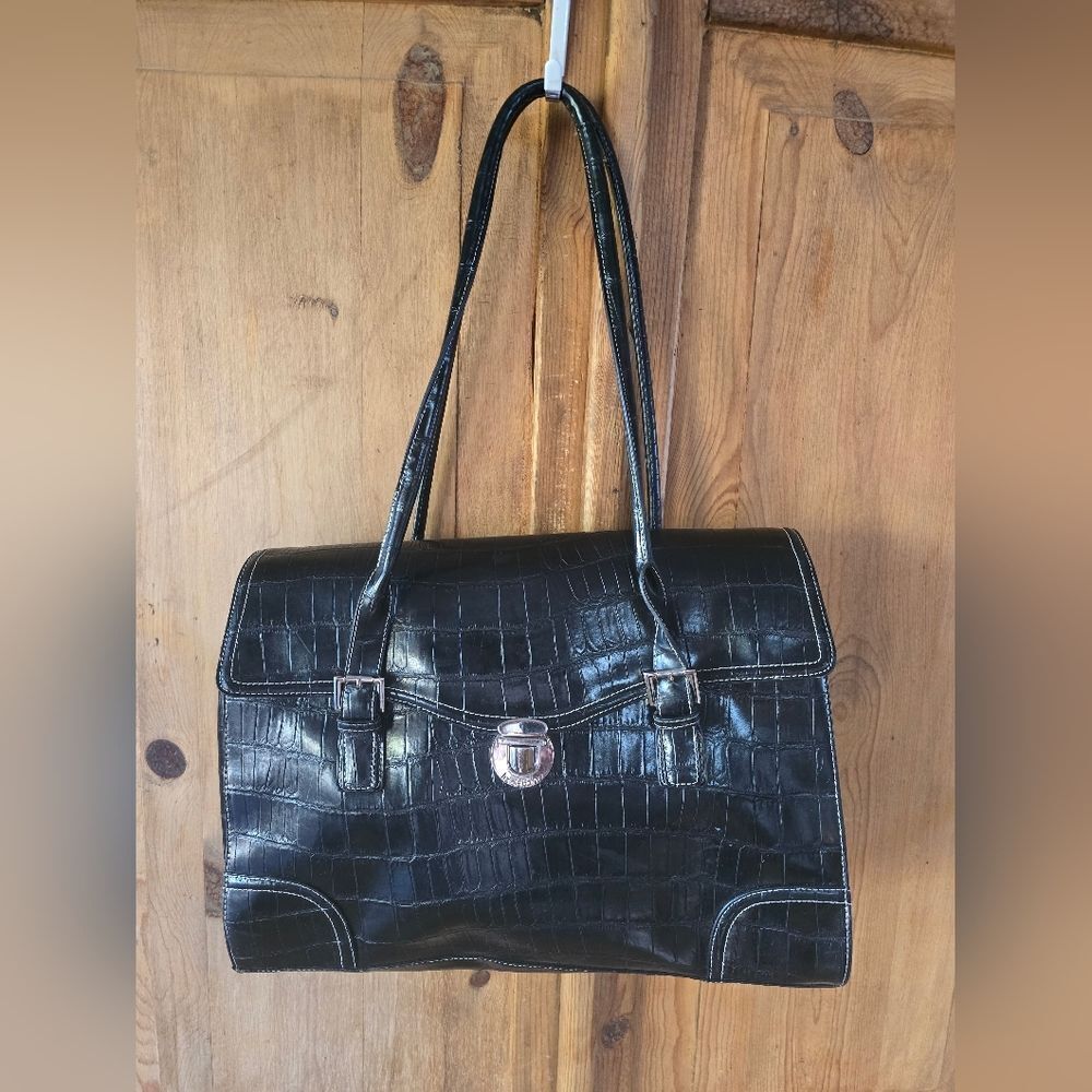 VTG 90s Liz Claiborne Black Briefcase Tote | Laptop Friendly | Spacious